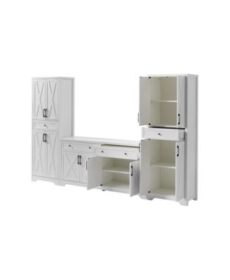 White TV Cabinet Set w/ Sideboards - 108.7" L