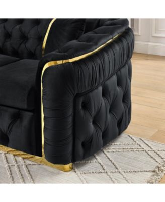 90.6" Velvet Button Tufted Chesterfield Sofa