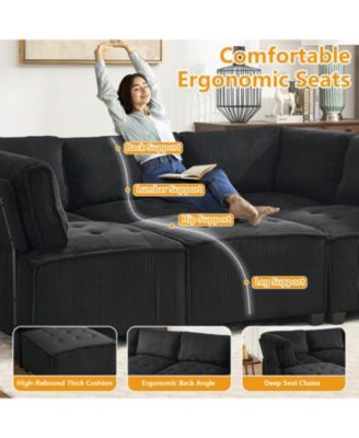 U-Shaped Modular Sectional Sofa with Reversible Chaise