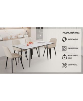 5-Pc 47-63"  Marble-Pattern Table & 4 Chairs Extendable Dining Set