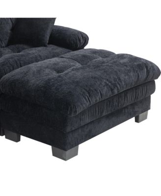 Streamdale L-Shaped Sectional Sofa Sleeper Couch - Black