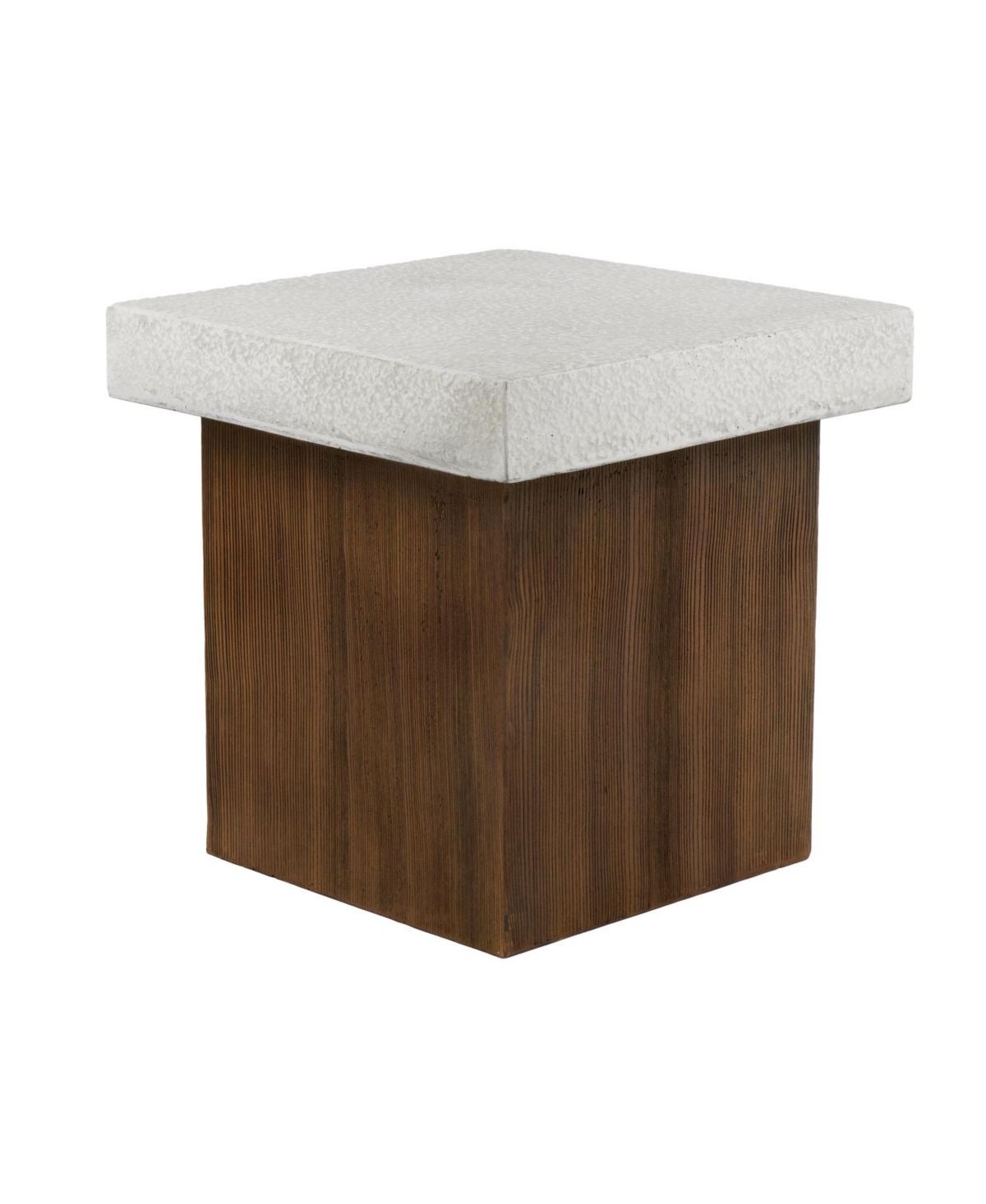 Square Side Table [Antique white top + Antique white+Natural wood frame]