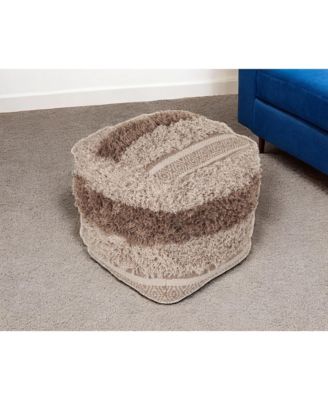 Soft Striped Pouf Ottoman for Home Accent Footrest and Extra Seating