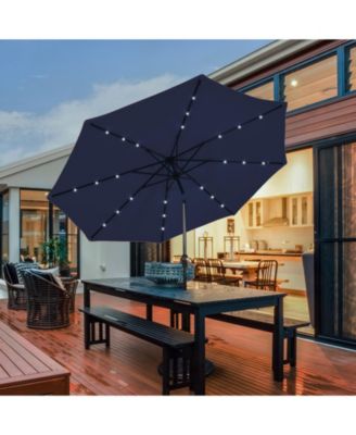 9 Feet Solar LED Lighted Patio Market Umbrella with Tilt Adjustment without Base