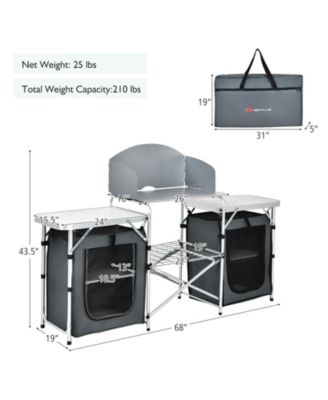 Folding Camping Table with Storage Organizer-Gray