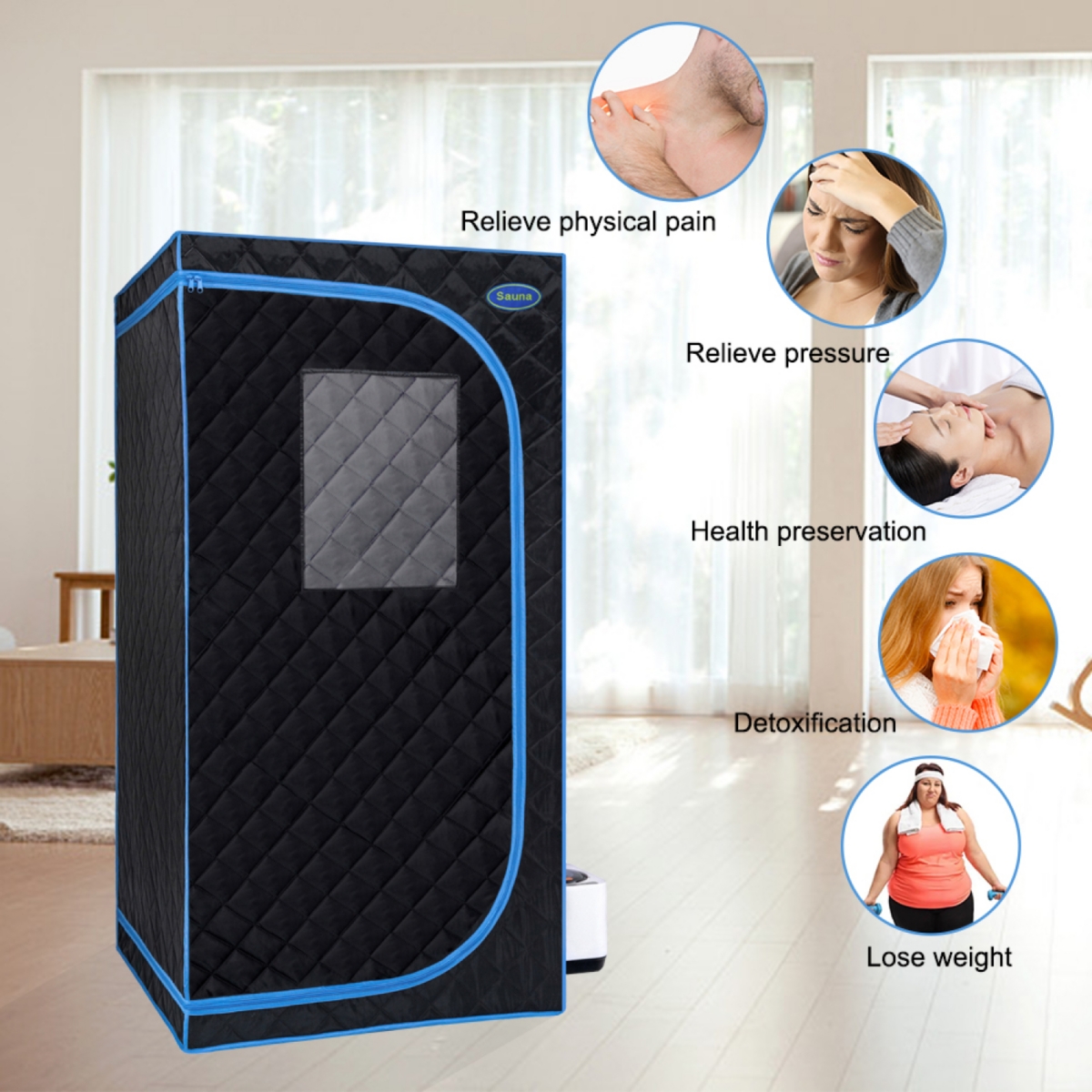 Streamdale Furniture Portable Full-Body Steam Sauna Tent with Remote, Chair, and Generator