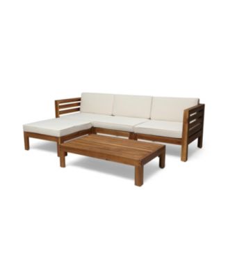 Streamdale Acacia Wood Outdoor Sofa Set with Ottoman & Table