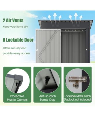 5 x 3 Feet Outdoor Storage Shed with Sloped Roof and Lockable Door-Gray