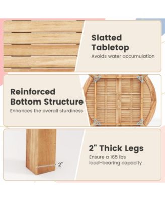 53 Inch Outdoor Acacia Wood Dining Table for 4-6 People