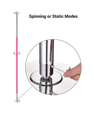 11.7 Ft Static Spinning Dancing Pole Kit 45mm Silicone Party Club Exercise Pink