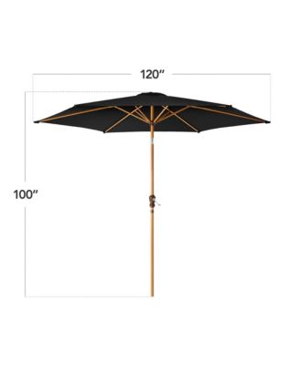 10ft Outdoor Woodgrain Pattern Steel Market Patio Umbrella w/ Crank, Tilt