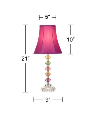Bohemian Country Cottage Accent Table Lamps 21" High Set of 2 Orchid Stacked Glass Off White Bell Shade for Bedroom Living Room Bedside