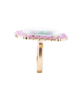 Scenic Pink Flamingo Agate Golden Statement Ring