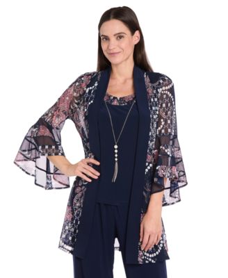 Women's Pantsuit, Shell & Necklace Set