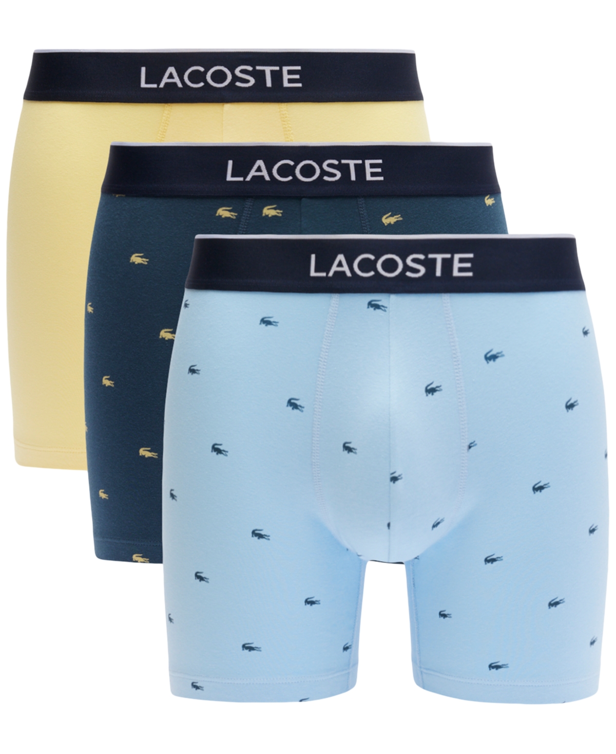 Men's 3-Pack Regular-Fit Stretch Mini-Croc Boxer Briefs - Black/green/yellow