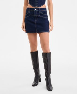 Women's Seamed Denim Mini Skirt, Exclusively at Macy's