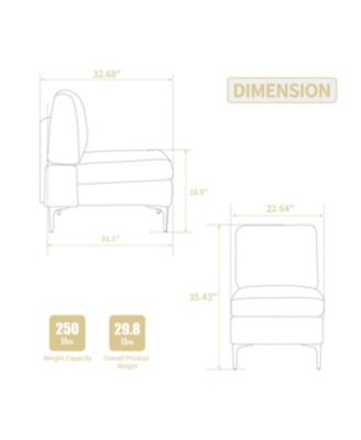 Gray Corduroy Modular Armless Seat