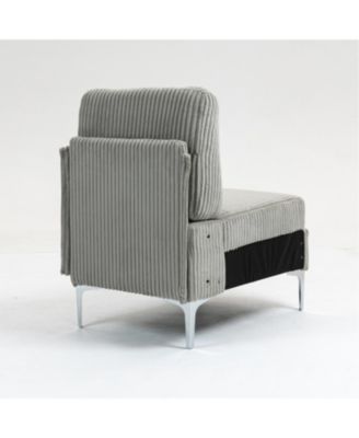 Gray Corduroy Modular Armless Seat