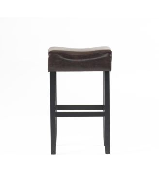 Luxurious Faux Leather Bar Stool with Sturdy Rubberwood Legs for Modern Dining