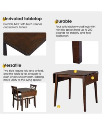  Natural 3-Piece Dining Set with Drop Leaf Table & Upholstered Chairs