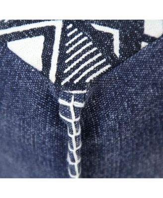 18" Blue 100% Cotton Ottoman