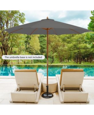 10 Feet Patio Umbrella with 8 Wooden Ribs and 3 Adjustable Heights