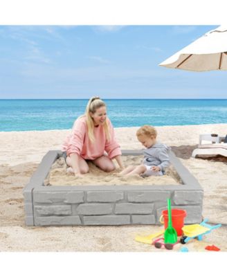 2-In-1 HDPE Kids Sandbox with Cover and Bottom Liner