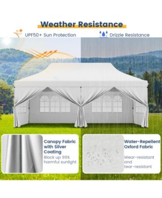 10 x 20 ft Pop-Up Canopy with 6 Sidewalls, Windows and Carry Bag for Events