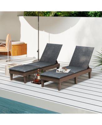 Patio Lounge Outdoor Recliner Chair with Cushion 3-Position Adjustable Backrest-Gray