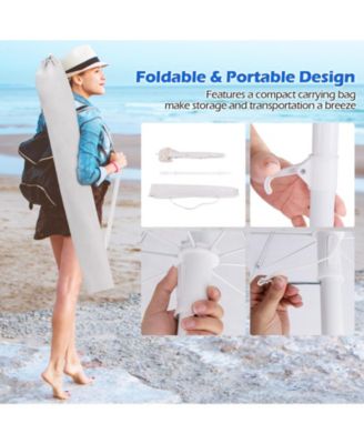 6.5 FT Beach Umbrella with Fringe Outdoor Tassel Umbrella with Push Button Tilt