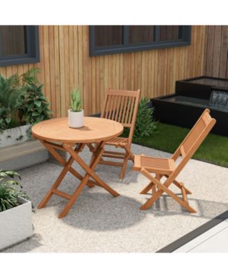 31.5 Inch Folding Patio Indonesia Teak Wood Round Coffee Table