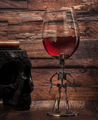 Skeleton Stemmed Wine Glasses, Set of 2