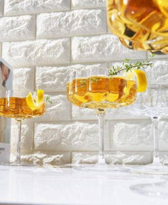 Khen Vintage Wavy Flower Coupe Glasses, Set of 4