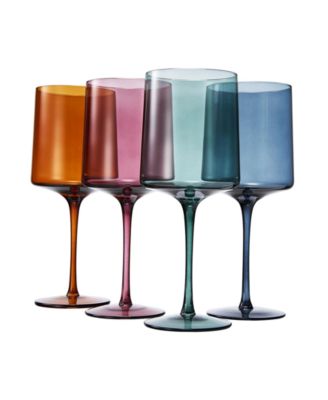 Khen Pastel Muted Square Wine Glasses, Set of 4
