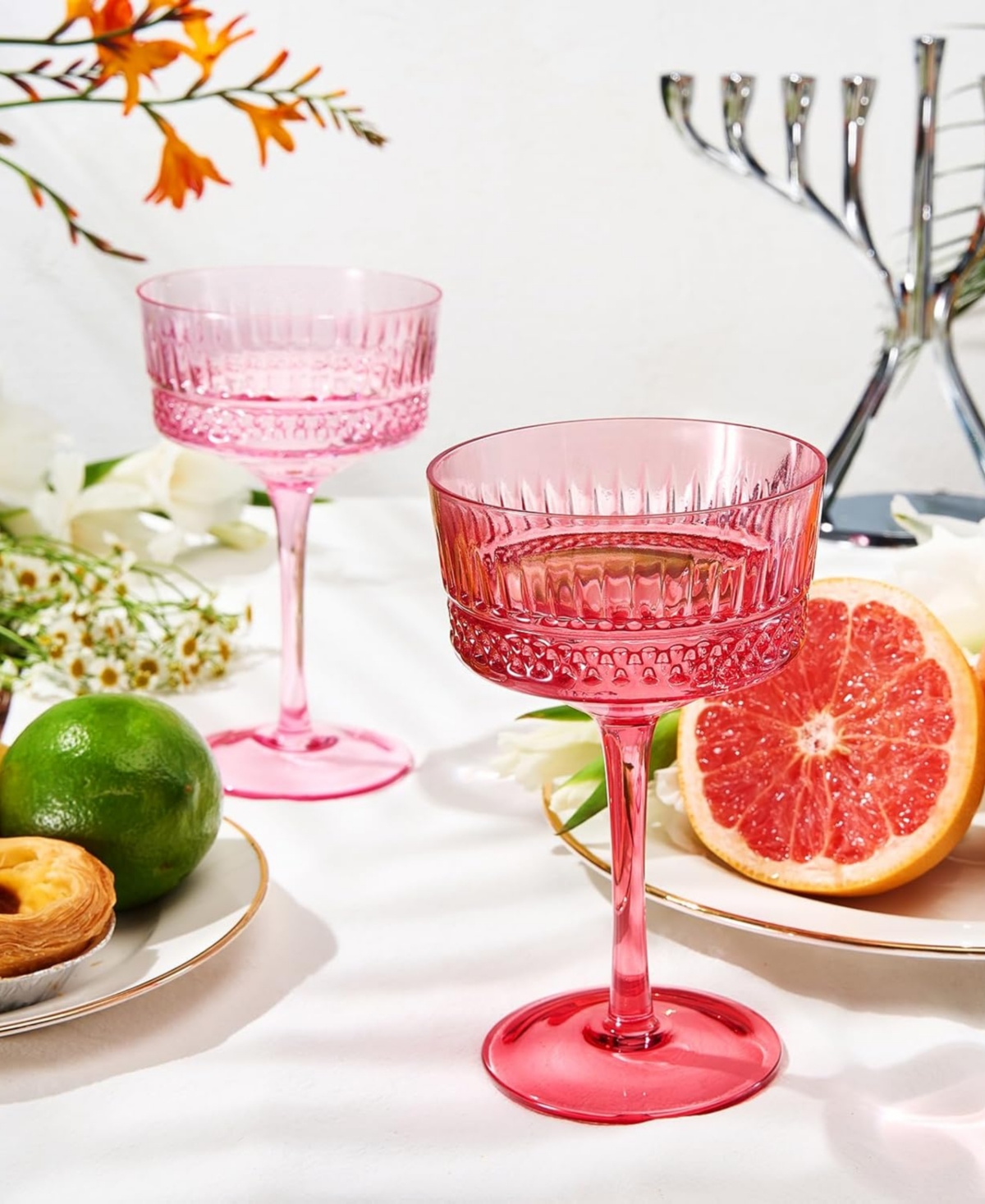 The Wine Savant Art Deco Vintage Goblet Cocktail Glasses, Set Of 6