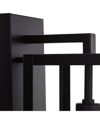 Titan Modern Outdoor Wall Light Fixtures Set of 2 Mystic Black Rectangular Frame 17" Clear Glass for Post Exterior Barn