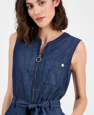 Women's Belted Zip-Front Jumpsuit
