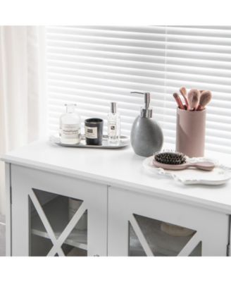 4 Doors Freeestanding Bathroom Floor Cabinet with Adjustable Shelves