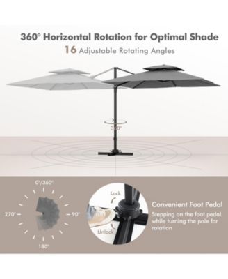 9.5 Feet Cantilever Patio Umbrella with 360° Rotation and Double Top
