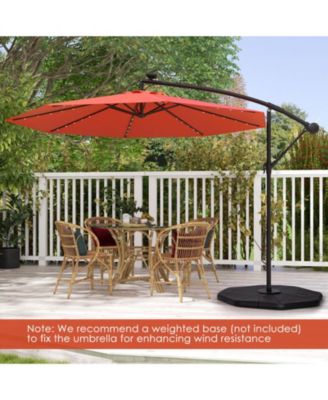 10 Feet Solar Offset Hanging Umbrella with 40 Lamp Beads and Solar Panel-Orange