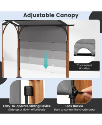 10 x 12 FT Outdoor Retractable Pergola with Retractable Canopy for Patio-Gray