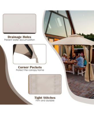10 x 12 Feet Gazebo Replacement Top with Air Vent and Drainage Holes-Beige