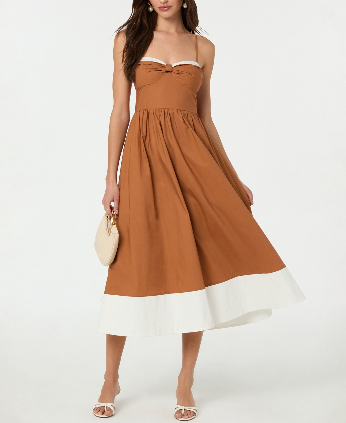Women's Knotted-Bust Midi Dress - Camel