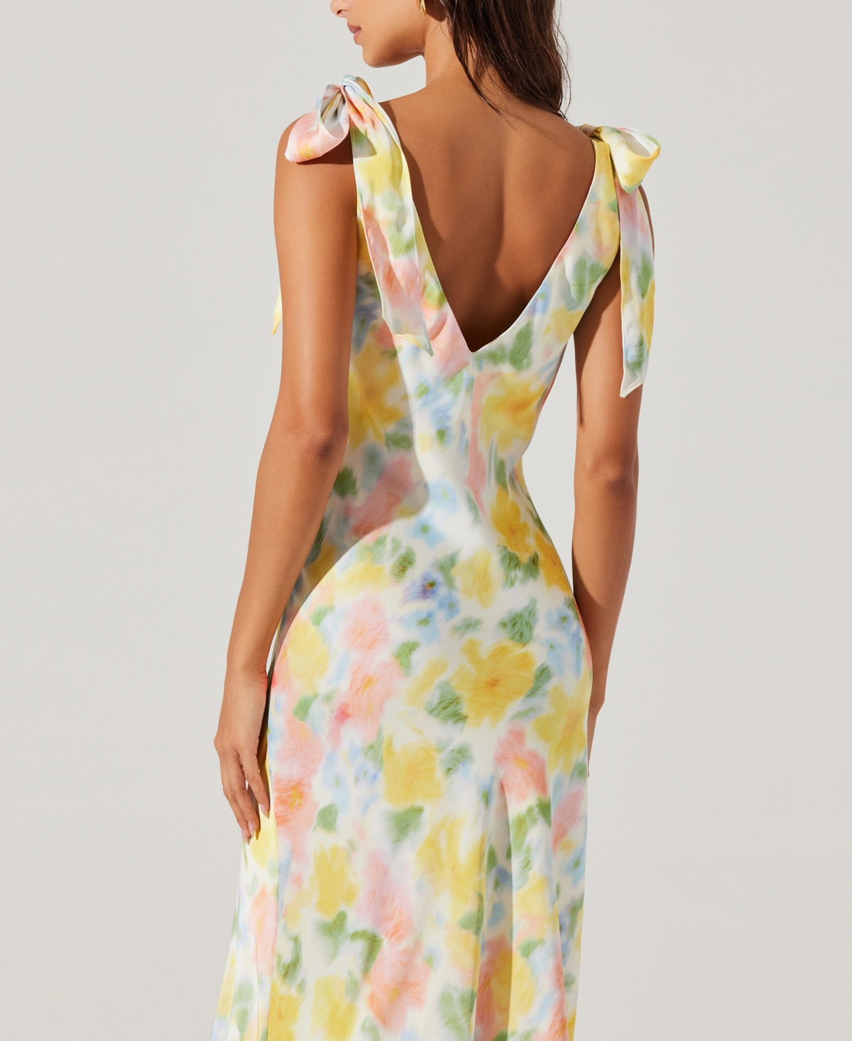 Astr Allexina Front Thigh Slit Maxi Dress In Yellow Water In Yellow