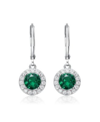 Elegant Halo Drop Dangle Leaver back Earrings