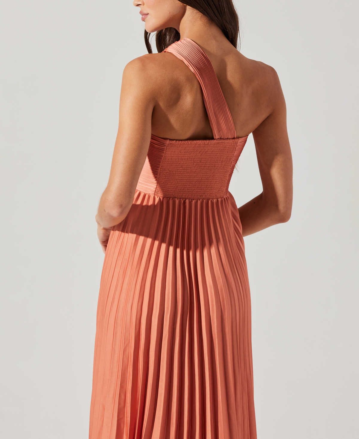 Astr The Label Rasya Pleated One-shoulder Maxi Dress In Pink