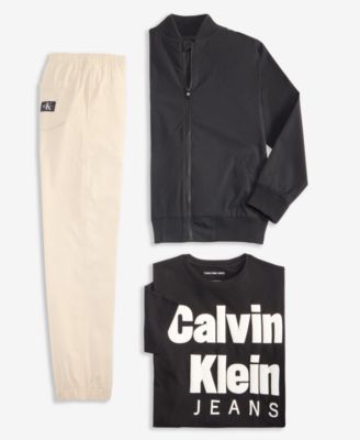 Big Boys CKJ Light Bomber Jacket, Logo T-Shirt & CKJ Tech Jogger Pants