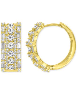 Macy's - Oval Puffy Hoop Earrings in 14K Gold over Sterling Silver