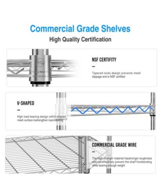 6 Tier Shelf Corner Wire Shelf Rack Pentagonal Shelves with Wheels Adjustable Metal Heavy Duty Free Standing Corner Storage Display Chrome Rack for Bathroom, Living Room, Kitchen - Chrome