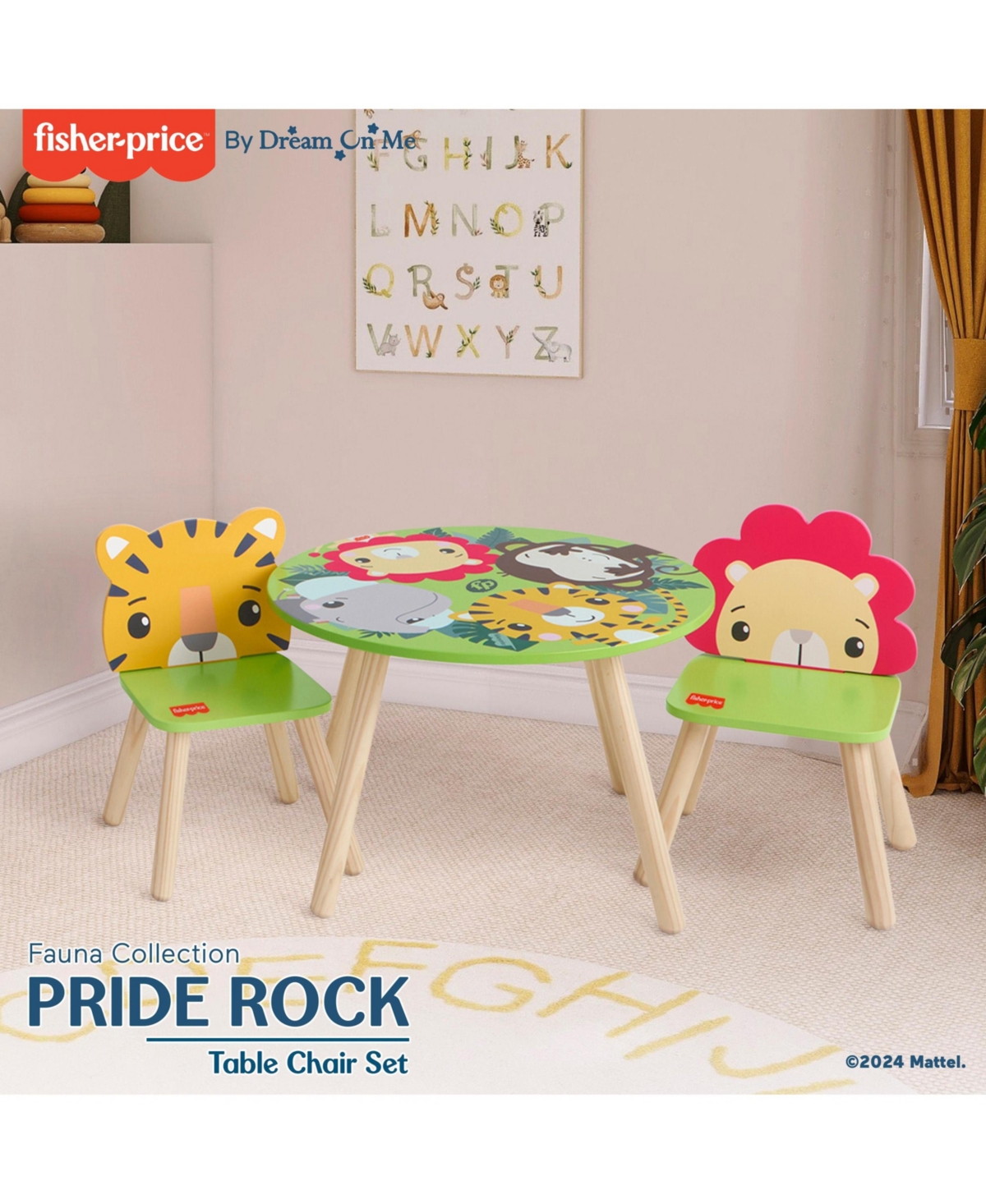 Dream On Me Fisher Price Animal Kingdom Table & Chair in Jungle Print
